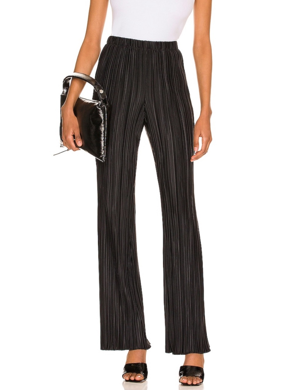 Anine Bing Black Pleated Wide-Leg Pants